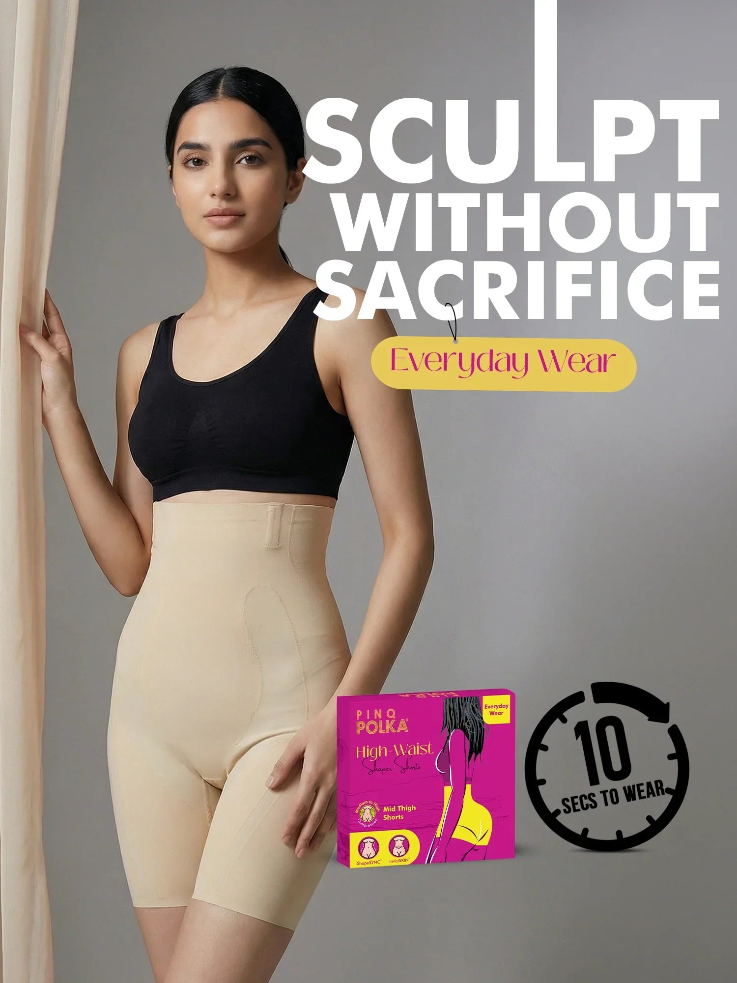 Tummy & Thigh Shaper Shorts -  Nude Color (Medium Compression)