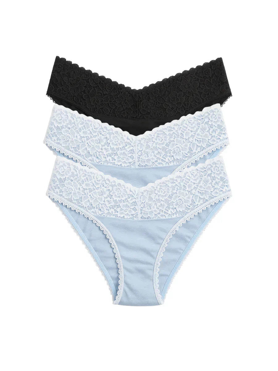 Mid Waist Bikini Panty with Lace  (Pack of 3)