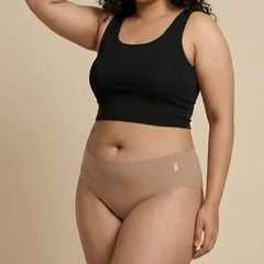 Beige Mid-waist Seamless Underwear