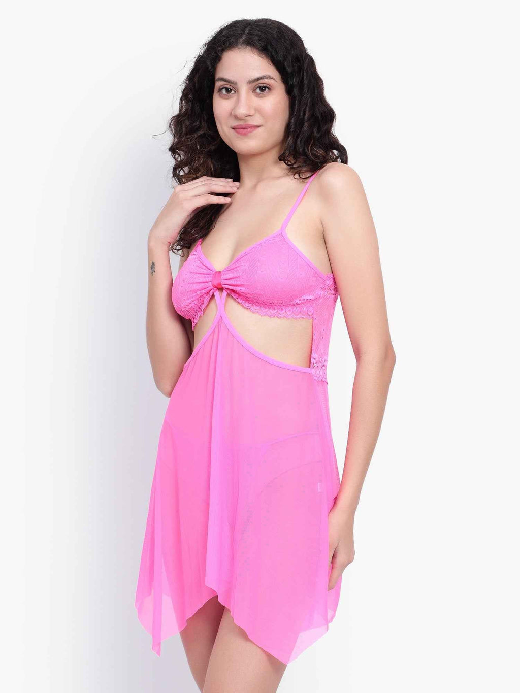 Women Night Wear Baby Doll With Lingerie Set