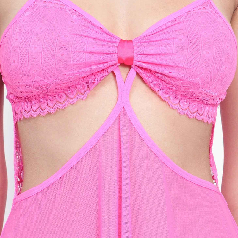 Women Night Wear Baby Doll With Lingerie Set