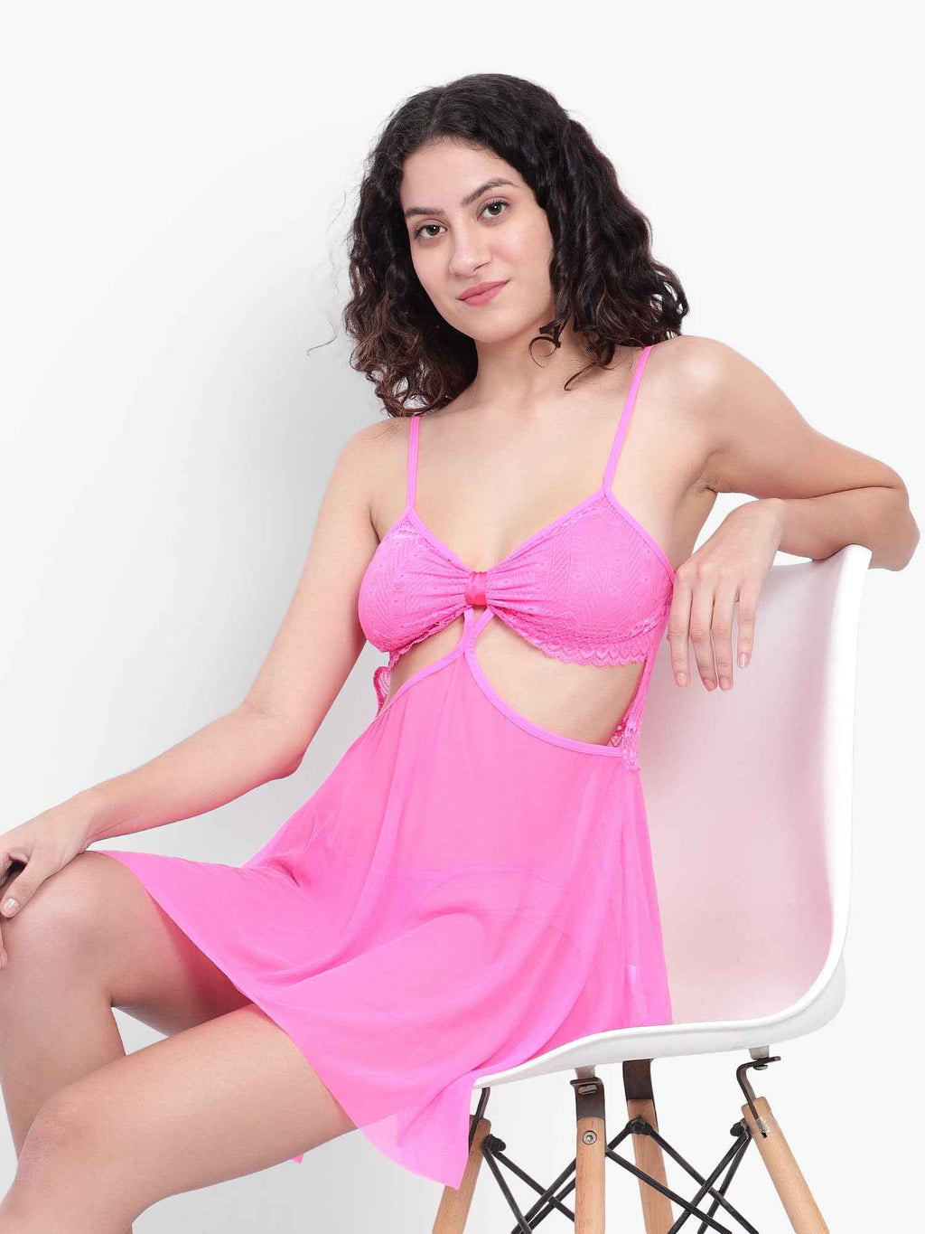 Women Night Wear Baby Doll With Lingerie Set