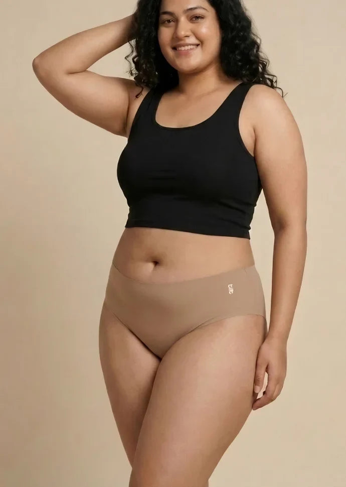 5 Pack - Beige Mid-waist Seamless Underwear