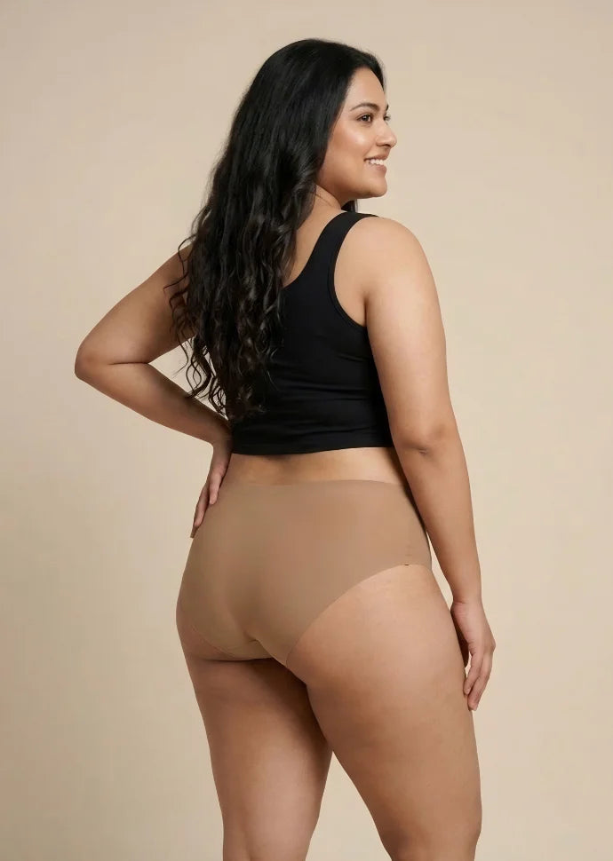 3 Pack - Beige Mid-waist Seamless Underwear