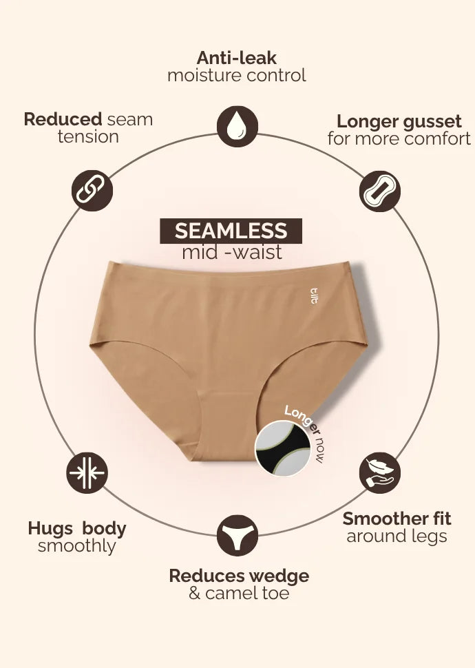 3 Pack - Beige Mid-waist Seamless Underwear