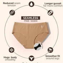 6 Pack - Beige Mid-waist Seamless Underwear