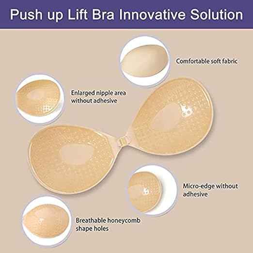 Brachy Beige Solid Silicon Non-Wired Lightly Padded Bandeau Bra