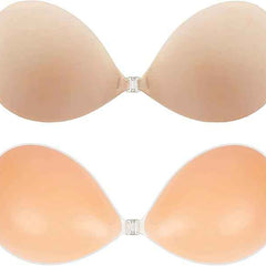 Brachy Beige Solid Silicon Non-Wired Lightly Padded Bandeau Bra