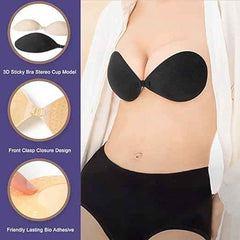 Brachy Black Solid Silicon Non-Wired Lightly Padded Bandeau Bra