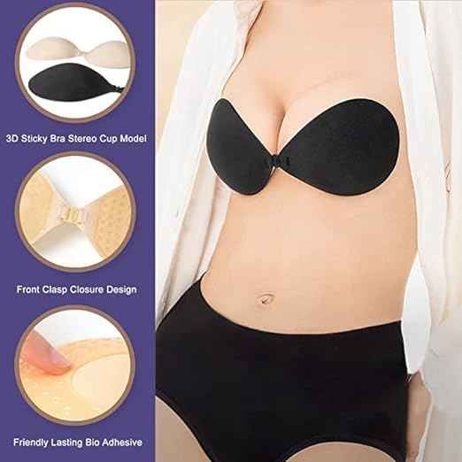 Brachy Black Solid Silicon Non-Wired Lightly Padded Bandeau Bra