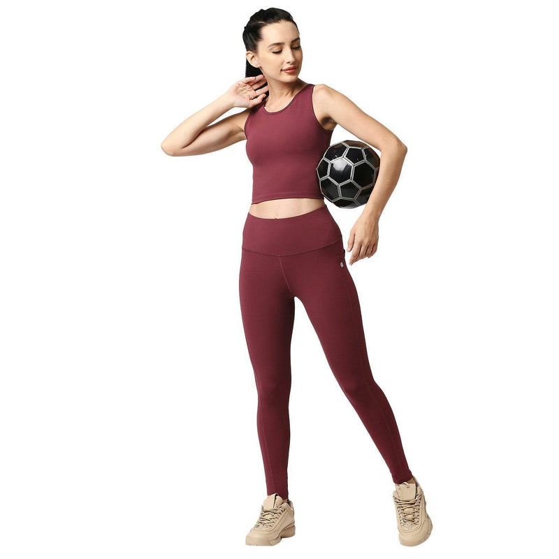 SOIE Woman - Quick-Dry Sleeveless Crop Top & High-Waist Legging Set - Athleisure Set -for Women