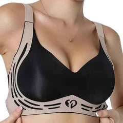 Plus Size Black Padded Light Support Wireless Bra, Seamless Soft Bralette, for Sleep, Yoga and Everyday