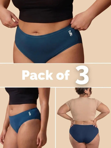 3 Pack - Blue Bamboo Absorbent Underwear