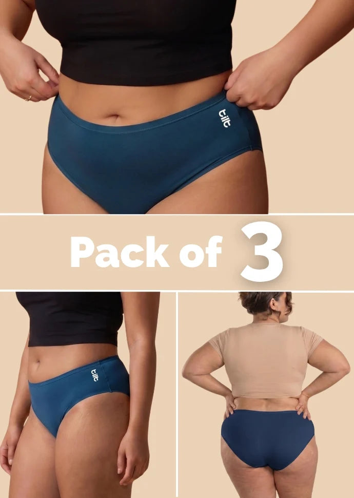 3 Pack - Blue Bamboo Absorbent Underwear