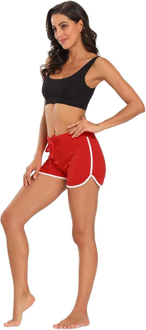 Women Sports Cotton Spandex Mid-Rise Cotton Workout Shorts