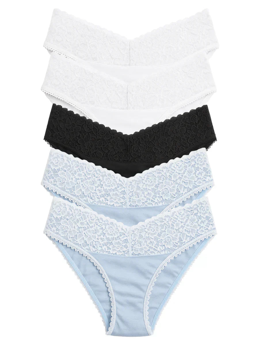 Mid Waist Bikini Panty with Lace (Pack of 5)