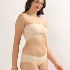 Brachy Women Beige Lightly Padded Seamless Rapid Dry Bandeau Tube Bra