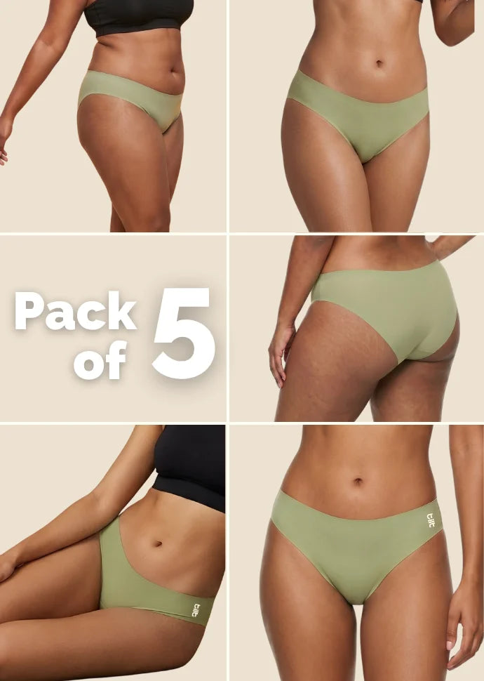 5 Pack - Green Low-waist Seamless Underwear