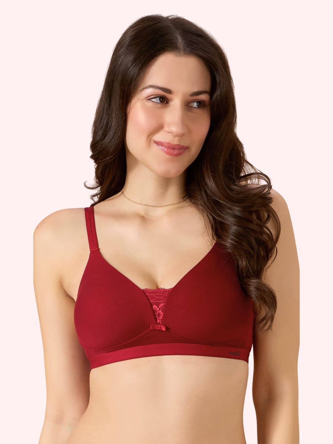 Cove Everyday Cotton Bra – Lightly Padded, Wire-Free, Lace Front, Designer Straps & Full Support Underband
