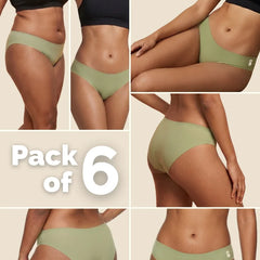 6 Pack - Green Low-waist Seamless Underwear