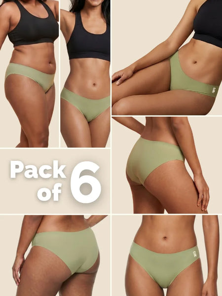 6 Pack - Green Low-waist Seamless Underwear