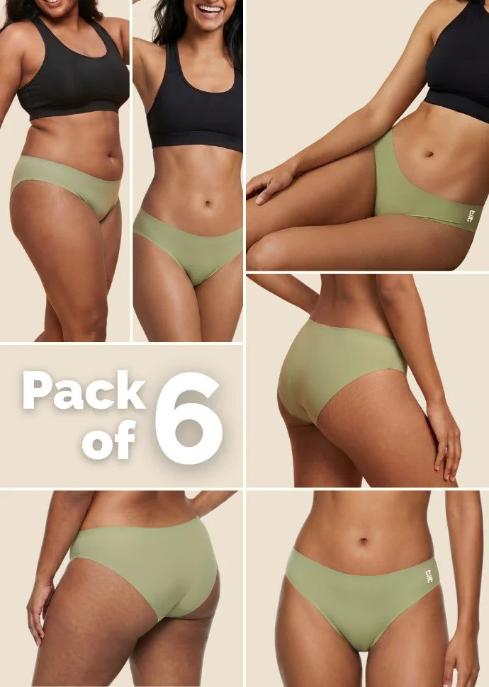 6 Pack - Green Low-waist Seamless Underwear