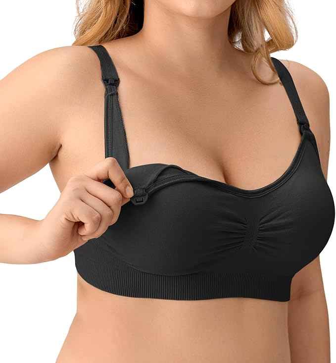 Women Organic Antimicrobial Soft Feeding Full Bust Seamless Nursing, Breastfeeding Maternity Bra with Remove Pads Pack of 3