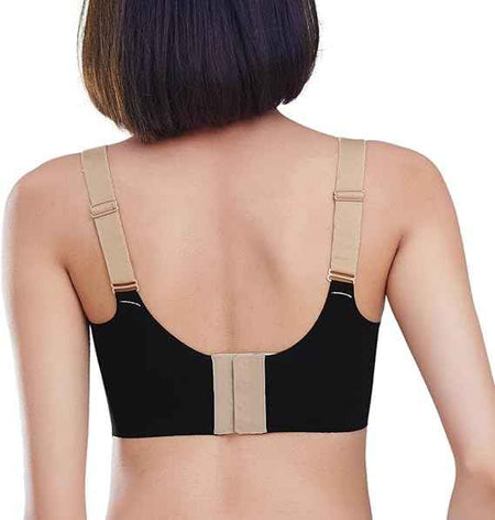 Plus Size Black Padded Light Support Wireless Bra, Seamless Soft Bralette, for Sleep, Yoga and Everyday