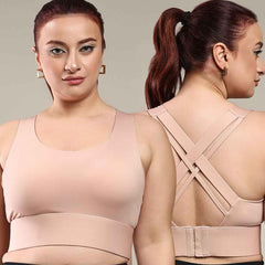 Brachy Women Plus Size Full Coverage Padded Rapid-Dry High Impact Styled Back Hook Workout Bra.