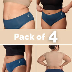 4 Pack - Blue Bamboo Absorbent Underwear
