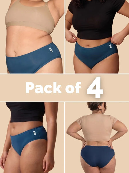 4 Pack - Blue Bamboo Absorbent Underwear
