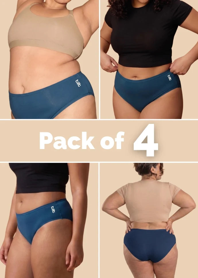 4 Pack - Blue Bamboo Absorbent Underwear