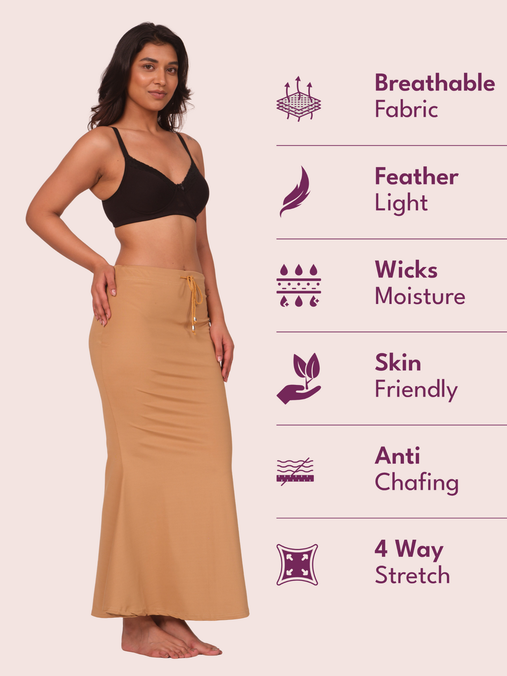 Munns & Mars Saree Shapewear Polyester Fish Cut - Copper