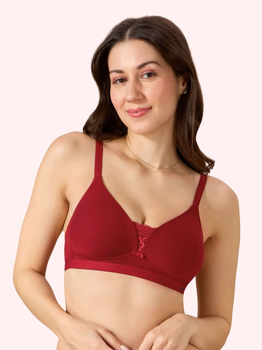 Cove Everyday Cotton Bra – Lightly Padded, Wire-Free, Lace Front, Designer Straps & Full Support Underband
