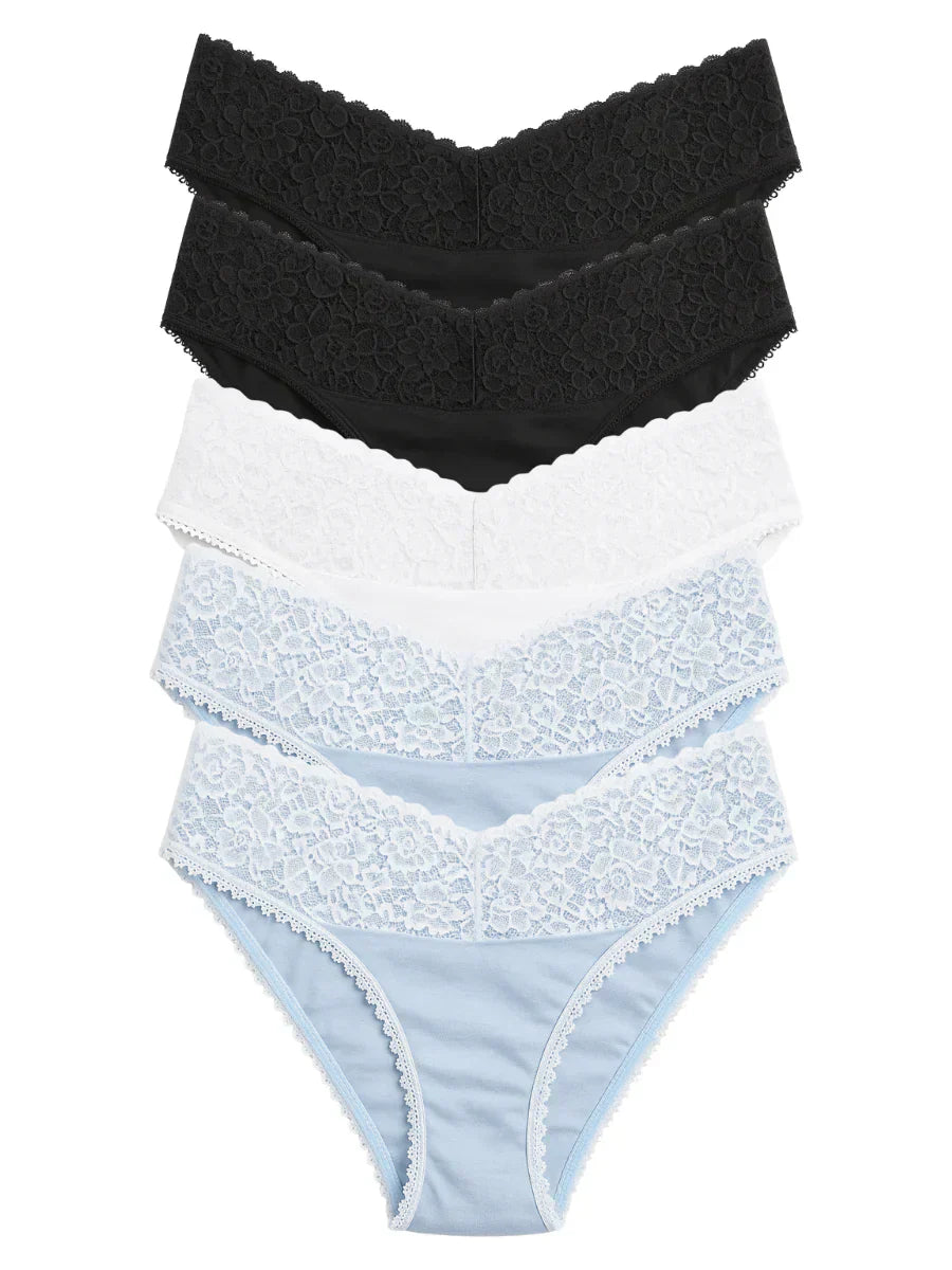 Mid Waist Bikini Panty with Lace (Pack of 5)