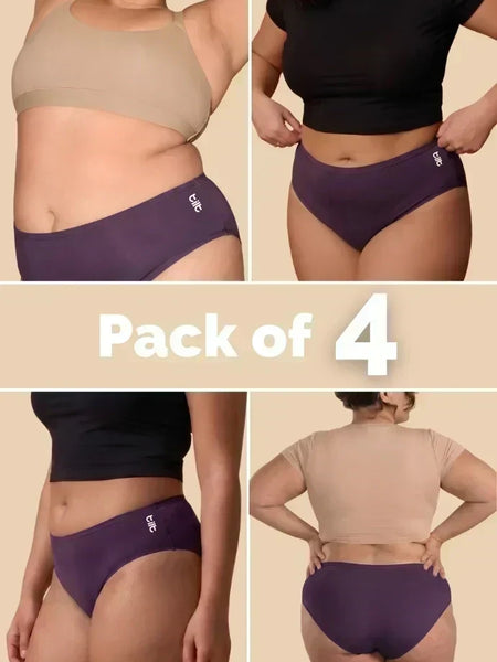 4 Pack - Violet Bamboo Absorbent Underwear