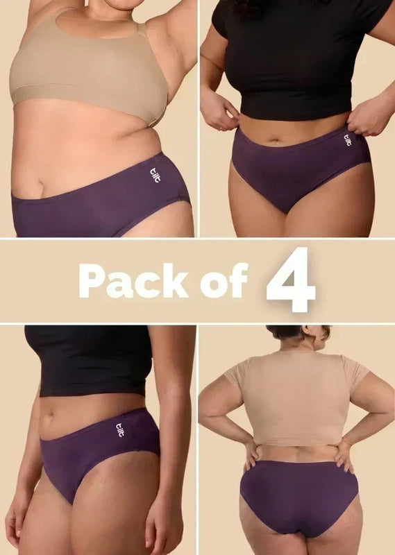 4 Pack - Violet Bamboo Absorbent Underwear