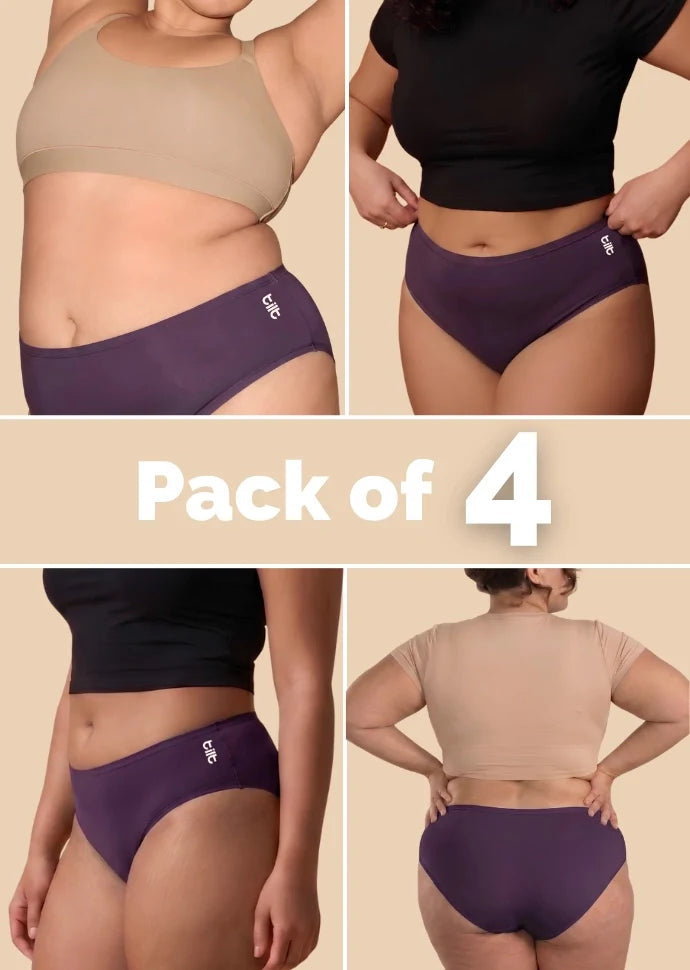 4 Pack - Violet Bamboo Absorbent Underwear
