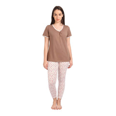 SOIE Woman - Solid Top with Printed Leggings - -for Women