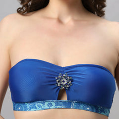 Padded Bandeau Bikini Set With Removable Jeweled Brooch