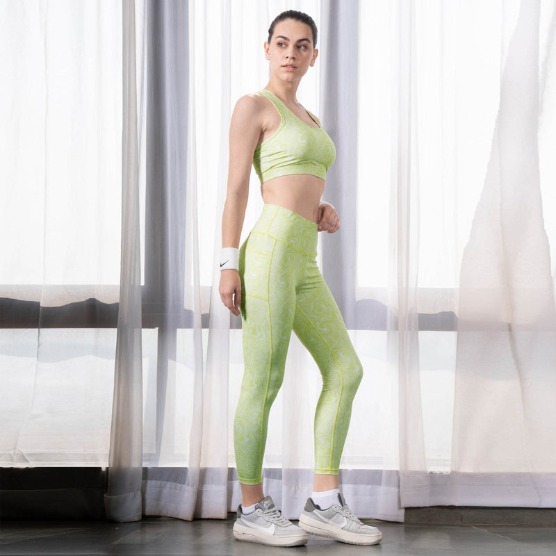 SOIE Woman - Quick-Dry Printed Sports Bra & High Waist Legging Set - Athleisure Set -for Women
