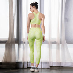 SOIE Woman - Quick-Dry Printed Sports Bra & High Waist Legging Set - Athleisure Set -for Women