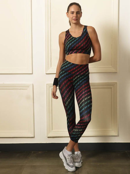 SOIE Woman - Quick-Dry Printed Sports Bra & High Waist Legging Set - Athleisure Set -for Women