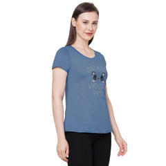 SOIE Woman - Half Sleeve Printed Soft Cotton Modal Lounge T-shirt - -for Women