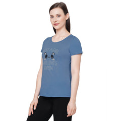 SOIE Woman - Half Sleeve Printed Soft Cotton Modal Lounge T-shirt - -for Women