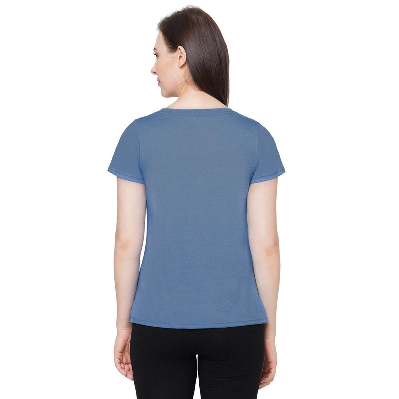 SOIE Woman - Half Sleeve Printed Soft Cotton Modal Lounge T-shirt - -for Women