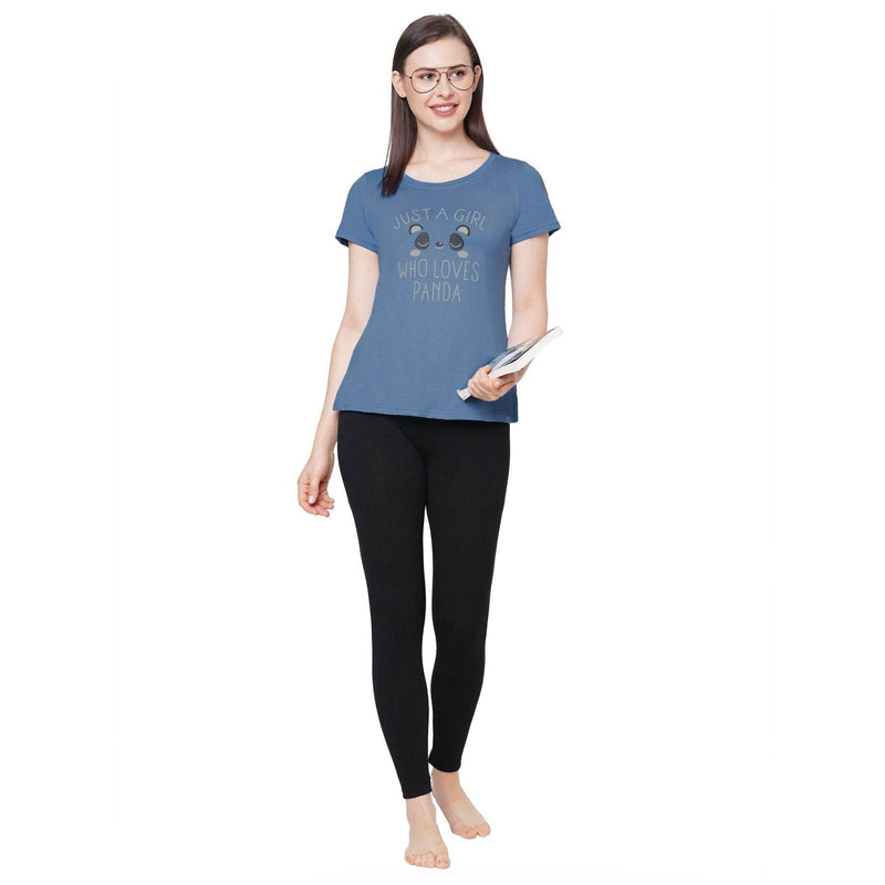 SOIE Woman - Half Sleeve Printed Soft Cotton Modal Lounge T-shirt - -for Women