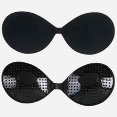 Brachy Women Black Strapless Sticky Bra Invisible Backless Stick on Bra Push up Lift Bras for Women Dress Reusable Silicone Nipple Covers