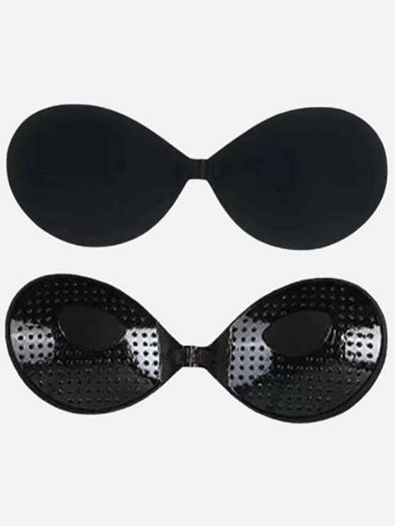 Brachy Women Black Strapless Sticky Bra Invisible Backless Stick on Bra Push up Lift Bras for Women Dress Reusable Silicone Nipple Covers