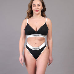Brachy Women Padded Non Wired Lingerie Bra & Briefs Set